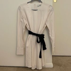 Cream Mini Dress with Black Tie belt